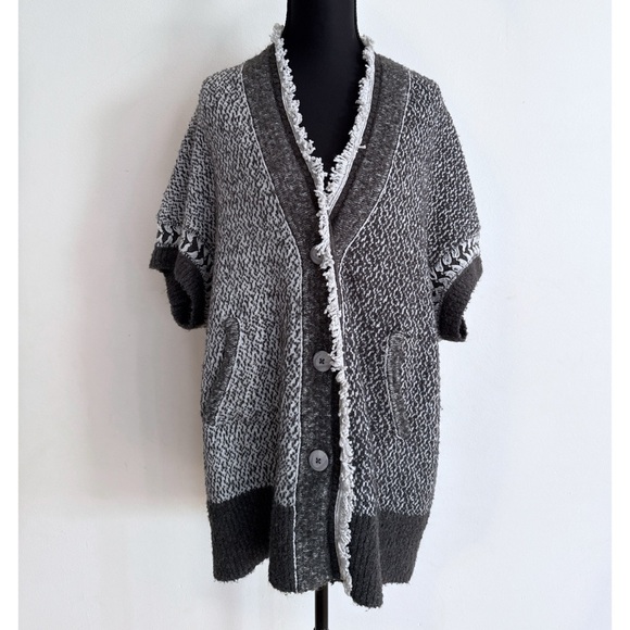 Anthropologie Angel of the North Knit Shrugged Dolman Fringe Boho Cardigan XS S - Picture 2 of 9
